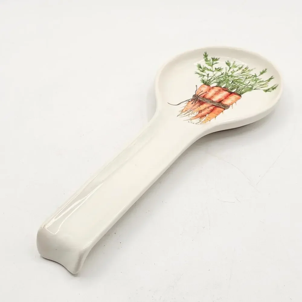 Ceramica Cuore Spoon Rest Carrots Italy Hand Painted Cottagecore Farmhouse